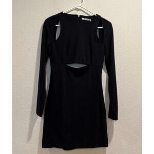 T by Alexander Wang NWT Black Moyen Long Sleeve Cut Out Mini Dress Size M